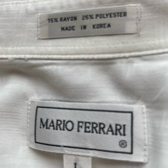 Mario Ferrari Men White Short Sleeve Button Down Shirt L - Picture 3 of 4